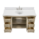 60 Inch Traditional Light Beige Oak Wood Sesto Bathroom Vanity, Single Sink, White Quartz Top, Fully Assembled