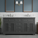 Coastal Elegance: 60" Double Bathroom Vanity in Dark Gray with Carrara Stone