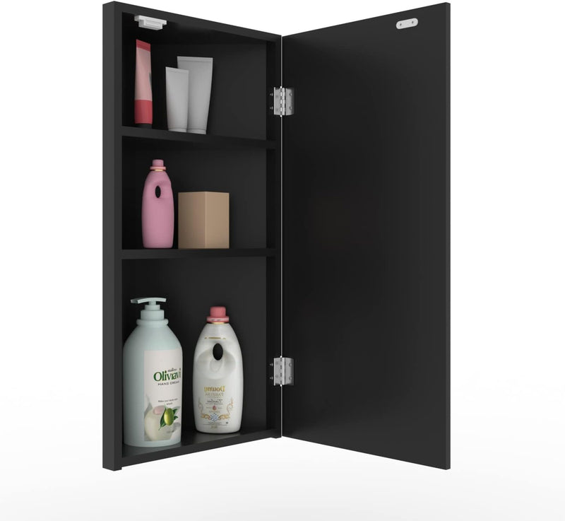 Corner Medicine Cabinet with Mirrored Door and Triple-Shelf Storage - Chans Furniture
