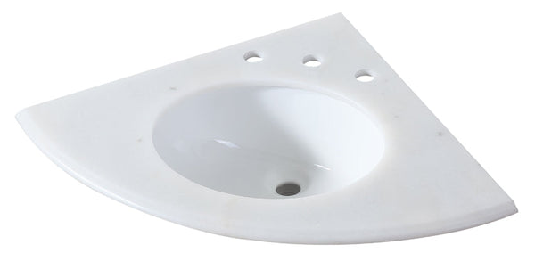 24 Inch Corner White Marble Vanity Countertop with Sink