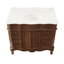 Morton 42" Antique Style Light Brown Single Sink Bathroom Vanity | White Quartz Top