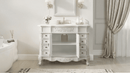 Morton 42" Antique Style Single Sink Bathroom Vanity | White Quartz Top