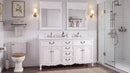Chans Furniture Rocaille Victorian bathroom vanity, white with a distressed finish, double sink, bathroom with mirrors