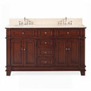 60 Inch Traditional Freestanding Sanford Bathroom Vanity, Double Sink, Cream Marble Top, Fully Assembled