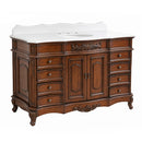 60 Inch Traditional Single Sink Bathroom Vanity Antique Brown with White Quartz Top