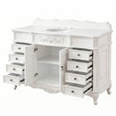 60 Inch Traditional Single Sink Bathroom Vanity Antique White with White Quartz Top