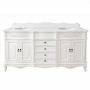 72 Inch Morton Traditional Double Sink Bathroom Vanity Antique White with White Quartz Top