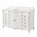 60 Inch Traditional Single Sink Bathroom Vanity Antique White with White Quartz Top
