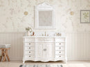 60 Inch Traditional Single Sink Bathroom Vanity Antique White with White Quartz Top