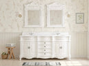 72 Inch Morton Traditional Double Sink Bathroom Vanity Antique White with White Quartz Top