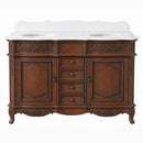 48 Inch Morton Traditional Double Sink Bathroom Vanity Antique Brown with White Quartz Top