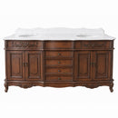 72 Inch Morton Traditional Double Sink Bathroom Vanity Antique Brown with White Quartz Top