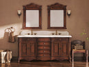 72 Inch Morton Traditional Double Sink Bathroom Vanity Antique Brown with White Quartz Top