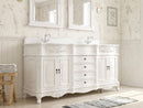 72 Inch Morton Traditional Double Sink Bathroom Vanity Antique White with White Quartz Top