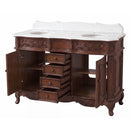 48 Inch Morton Traditional Double Sink Bathroom Vanity Antique Brown with White Quartz Top