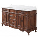 72 Inch Morton Traditional Double Sink Bathroom Vanity Antique Brown with White Quartz Top