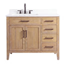 36 Inch Mid-Century Modern Weathered Natural Carvel Bathroom Vanity, Single Sink, White Quartz Top, Fully Assembled