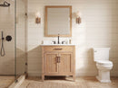 30 Inch Mid-Century Modern Weathered Natural Carvel Bathroom Vanity, Single Sink, White Quartz Top, Fully Assembled