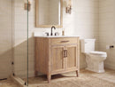 30 Inch Mid-Century Modern Weathered Natural Carvel Bathroom Vanity, Single Sink, White Quartz Top, Fully Assembled