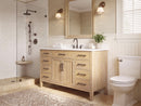 48 Inch Mid-Century Modern Weathered Natural Carvel Bathroom Vanity, Single Sink, White Quartz Top, Fully Assembled