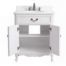 27 Inch Victorian Antique White Rocaille Bathroom Vanity, Single Sink, White Quartz Top, Fully Assembled