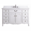 48 Inch Victorian Antique White Rocaille Bathroom Vanity, Single Sink, White Quartz Top, Fully Assembled