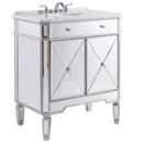 32 Inch Silver Trim Austell Mirrored Bathroom Vanity with Italian Carrara Marble Top
