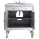 32 Inch Silver Trim Austell Mirrored Bathroom Vanity with Italian Carrara Marble Top