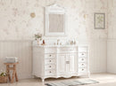 60 Inch Traditional Single Sink Bathroom Vanity Antique White with White Quartz Top