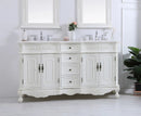 Victorian Grandeur 60" Traditional Double Bathroom Vanity in White