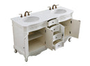 Victorian Grandeur 60" Traditional Double Bathroom Vanity in White