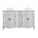 Victorian Grandeur 60" Traditional Double Bathroom Vanity in White