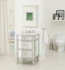 24" Ashlie Mirrored with Silver Trim Bathroom Sink Vanity - Model HF006 - Chans Furniture