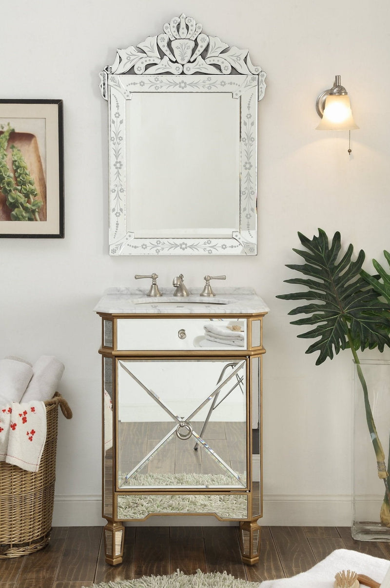 24” Benton Collection Mirror Reflection Asger Bathroom Sink Vanity - Model 5027GC - Chans Furniture
