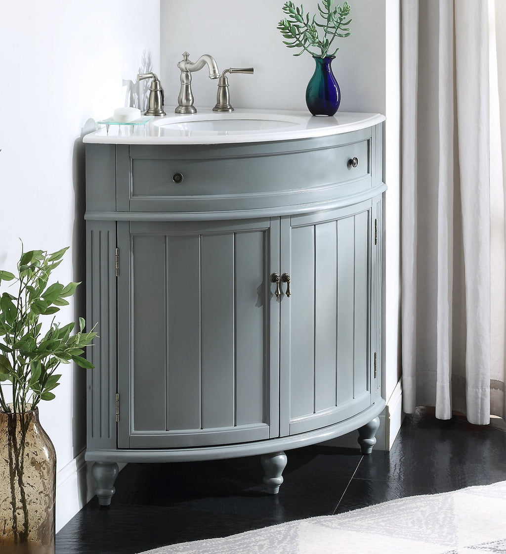 24 Triadsville Corner Shape White Bathroom Sink Vanity With Marble To –  Chans Furniture