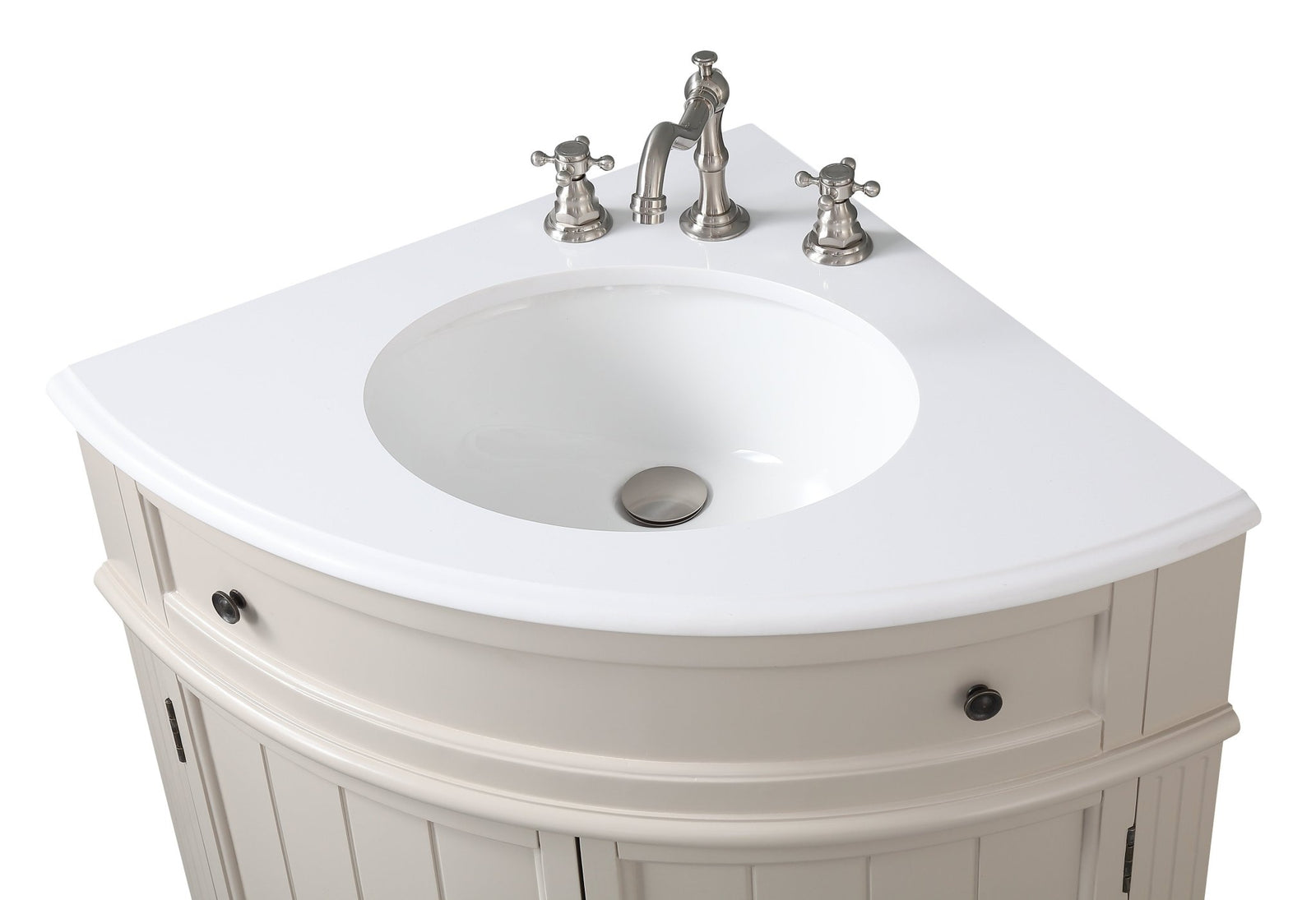 24" Benton Collection Thomasville Taupe Modern Corner Bathroom Vanity