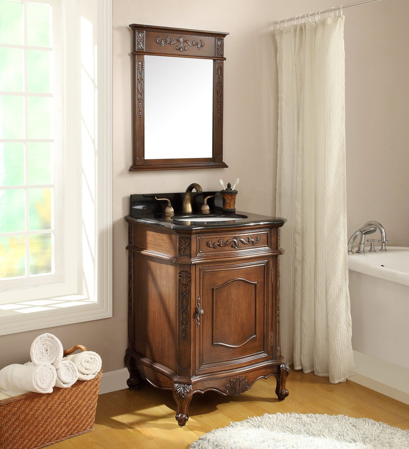 24" Classic Petite Powder Room Debellis Single Sink Bathroom Sink Vanity BWV-047GT - Chans Furniture