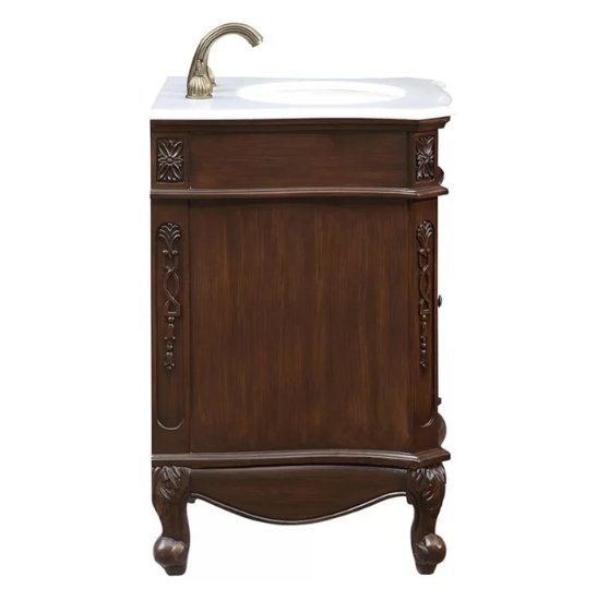 24" Classic Petite Powder Room Debellis Single Sink Bathroom Sink Vanity BWV-047W - Chans Furniture
