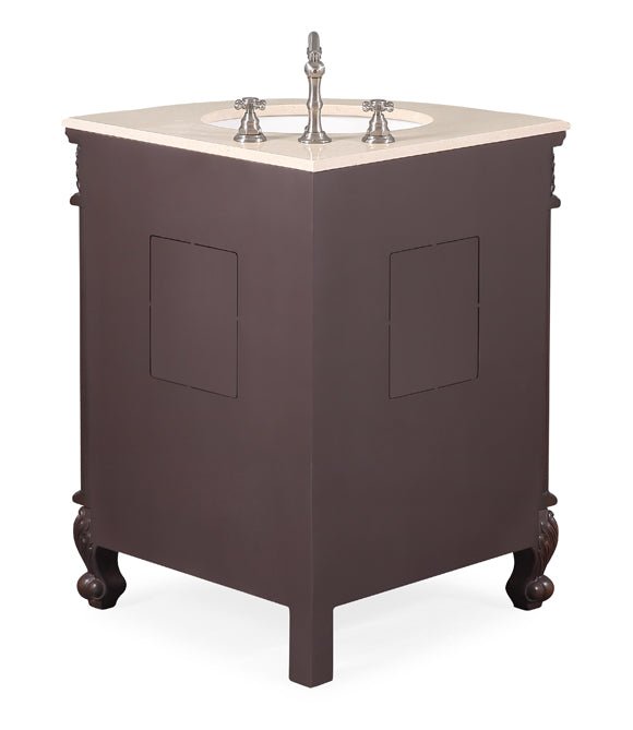24" Classic Style Bayview Corner Bathroom Sink Vanity With Cream Top Model