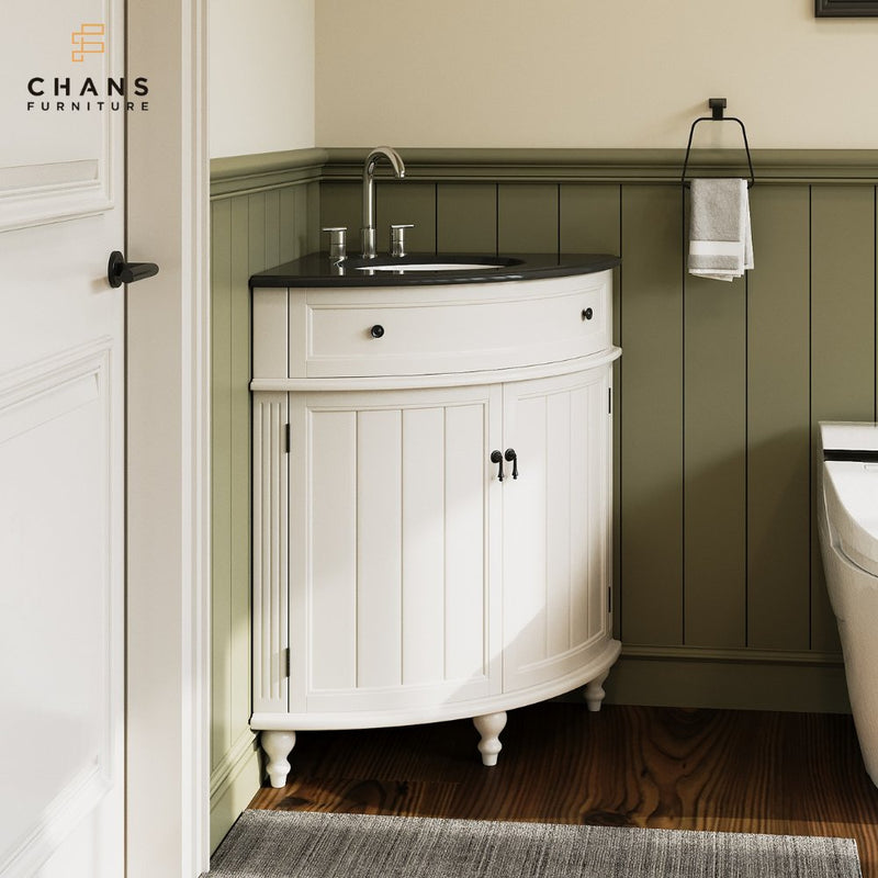 24 Inch Triadsville Freestanding White Corner Bathroom Sink Vanity