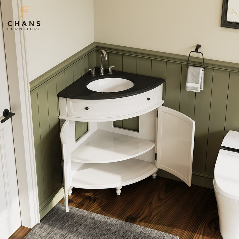 24 Inch Triadsville Freestanding White Corner Bathroom Sink Vanity