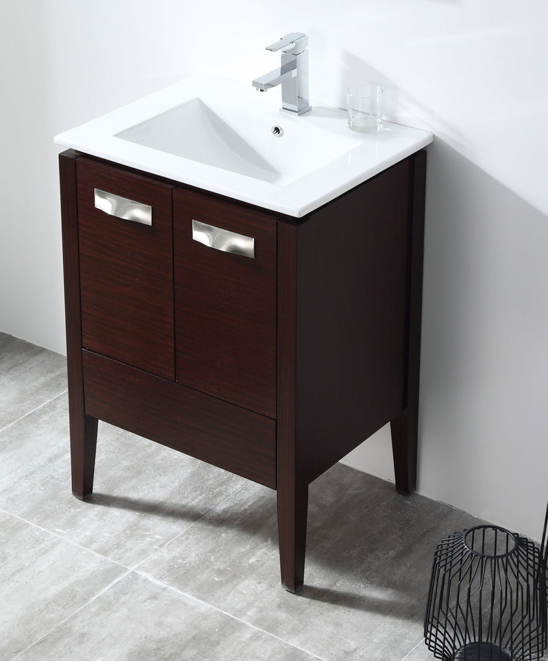 24" Tennant Brand Adagio Wenge Finish Bathroom Sink Vanity - CL-409WE24-ZI - Chans Furniture