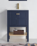 24" Tennant Brand Arola Small Slim Narrow Navy Blue Bathroom Vanity - CL-208NB-24 - Chans Furniture