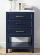 24" Tennant Brand Aruzza Small Slim Narrow Navy Blue Bathroom Vanity 2822-V24NB - Chans Furniture