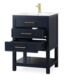 24" Tennant Brand Aruzza Small Slim Narrow Navy Blue Bathroom Vanity 2822-V24NB - Chans Furniture