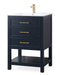 24" Tennant Brand Aruzza Small Slim Narrow Navy Blue Bathroom Vanity 2822-V24NB - Chans Furniture