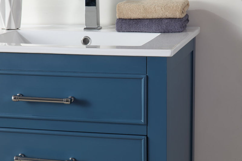 24" Tennant Brand Aruzza Small Slim Narrow Teal Blue Bathroom Vanity 2822-V24TB - Chans Furniture