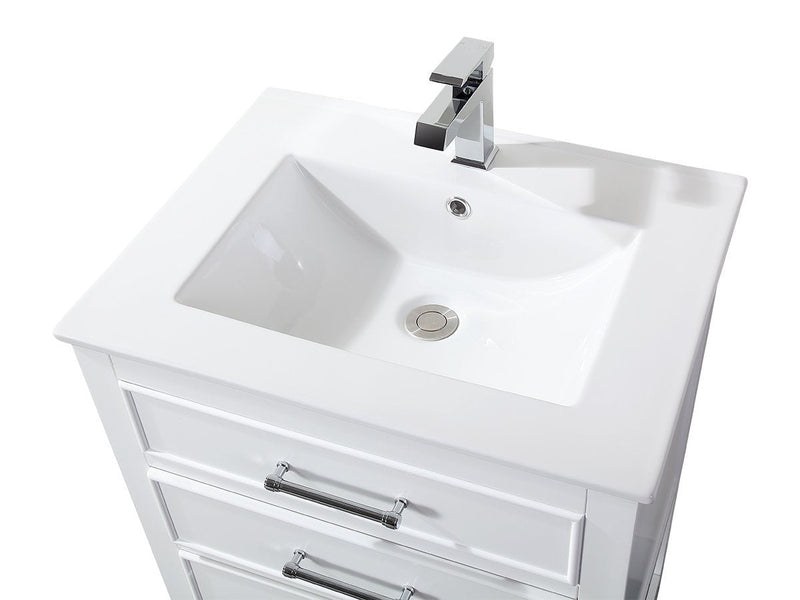 24" Tennant Brand Aruzza Small Slim Narrow White Bathroom Vanity 2822-V24W - Chans Furniture