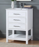 24" Tennant Brand Aruzza Small Slim Narrow White Bathroom Vanity 2822-V24W - Chans Furniture