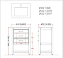 24" Tennant Brand Aruzza Small Slim Narrow White Bathroom Vanity 2822-V24W - Chans Furniture